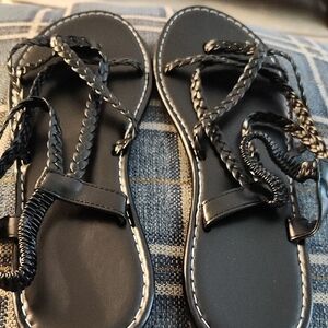 SHEIN Black Braided Strap Sandals